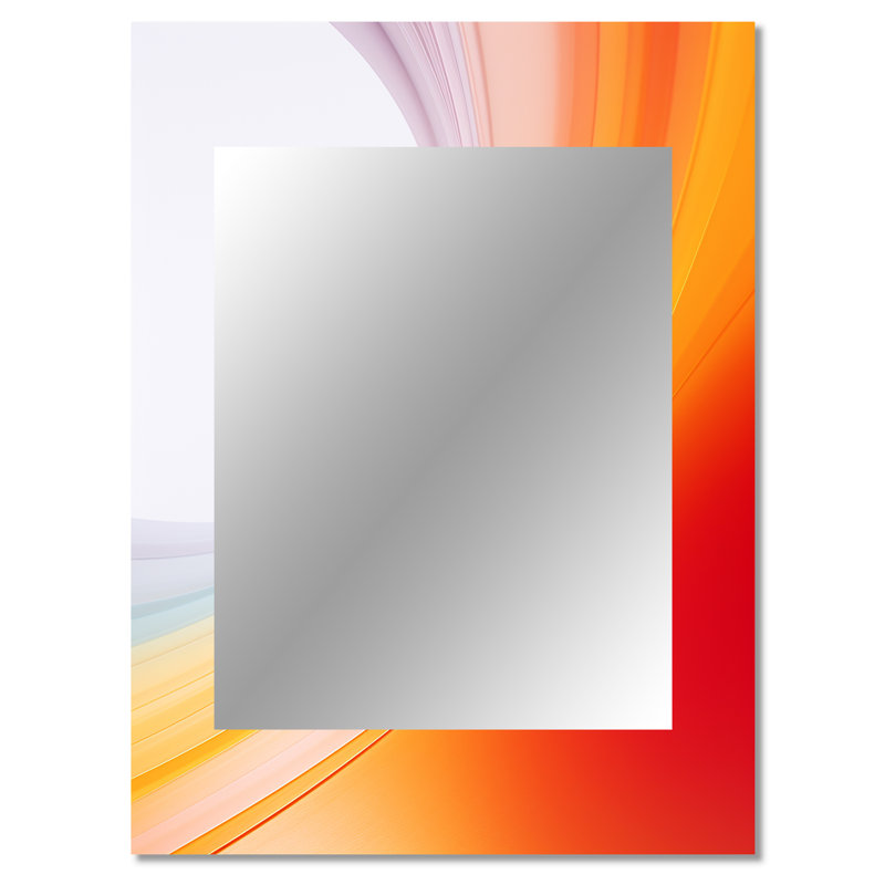 Orange Spectral Slice II - Abstract Shapes Large Wall Mirror, Modern Unique Mirror, Printed Metal Art, 40" x 30"