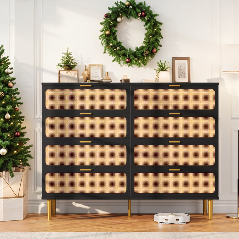 119.9 cm W Chest of 8 Drawers, Black