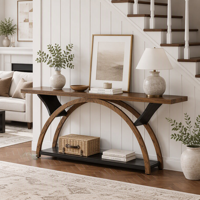 70.87" Faux Marble Console Table with Storage