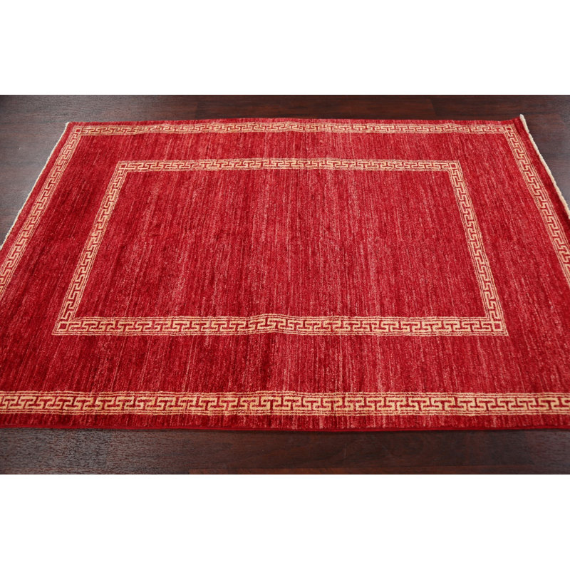 One-of-a-Kind 4'2" X 6'2" New Age Wool Area Rug in Red