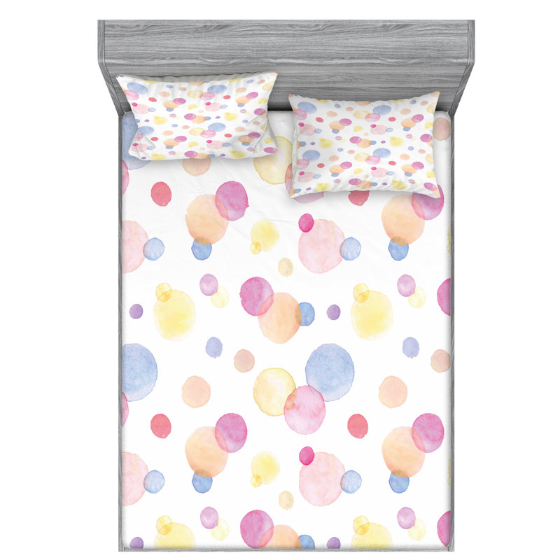 Microfiber Polka Dots Sheet Set, Twin Sheet Set + Fitted Sheet + 1 Pillowcase