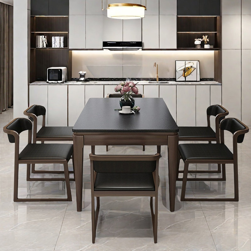 Italian style simple rectangular dining table sets, 29.5" H x 63" L x 31.5" W