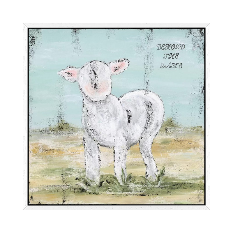 Behold The Lamb by Ashley Bradley - Print on Canvas, White Framed, 66.04 cm H x 66.04 cm W