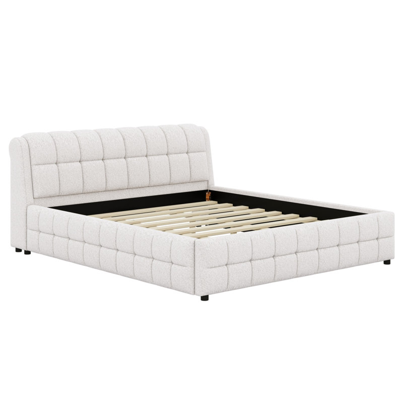 Lit plateforme tapissier Minimalist, Blanc