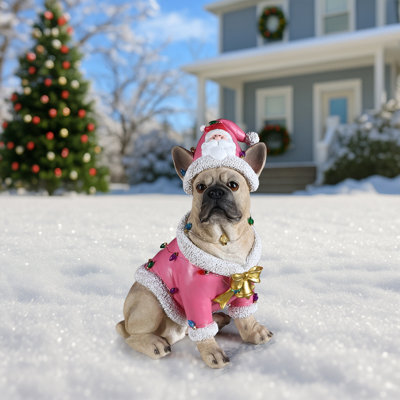Holiday Christmas Dog Statue