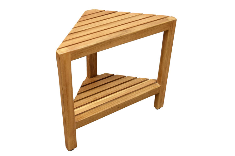 Corner Teak Shower Bench with Shelf - Great For Small Spaces! I
