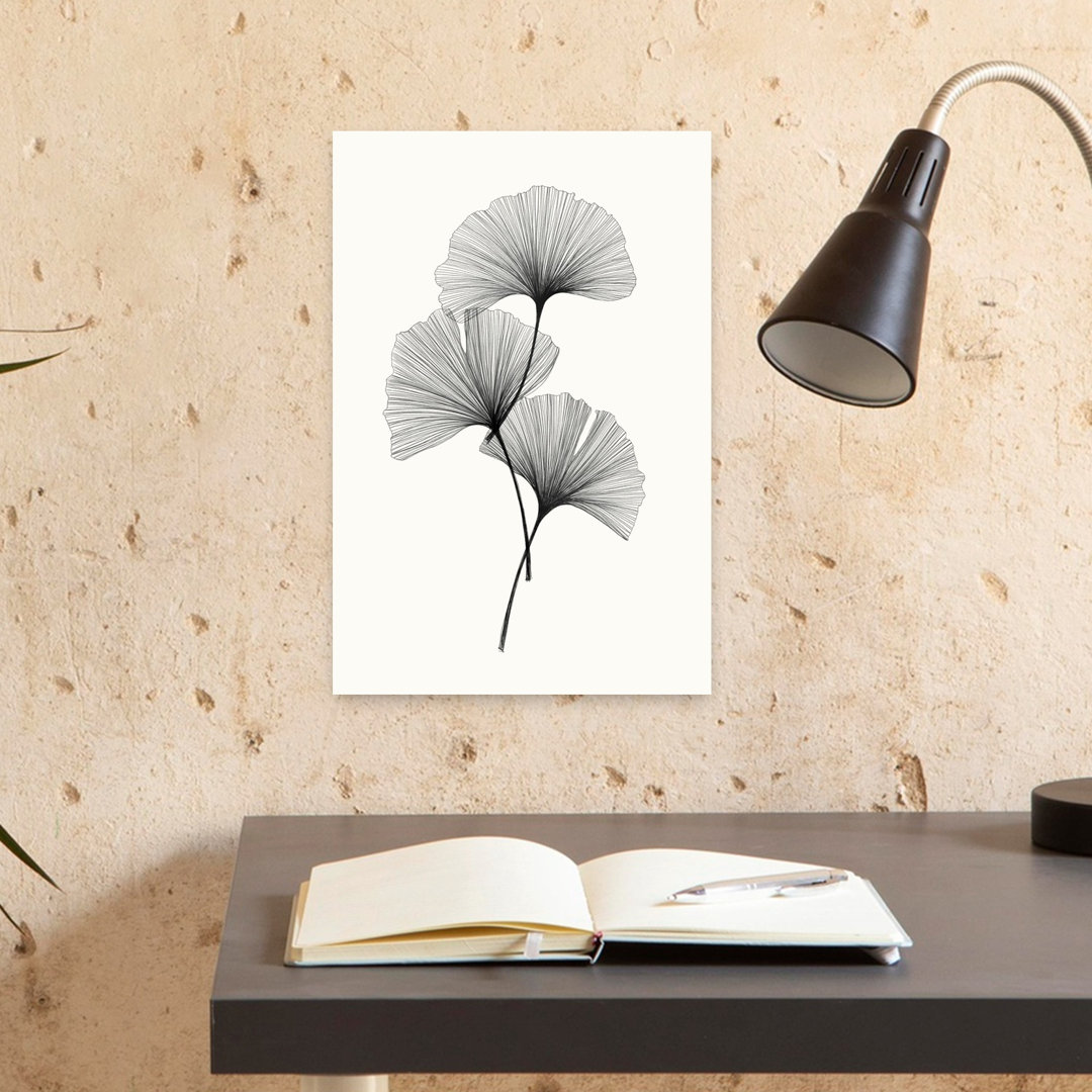Ginkgo Leaves Contemporary Delicate Elegant Nature Plant Wall Art Print