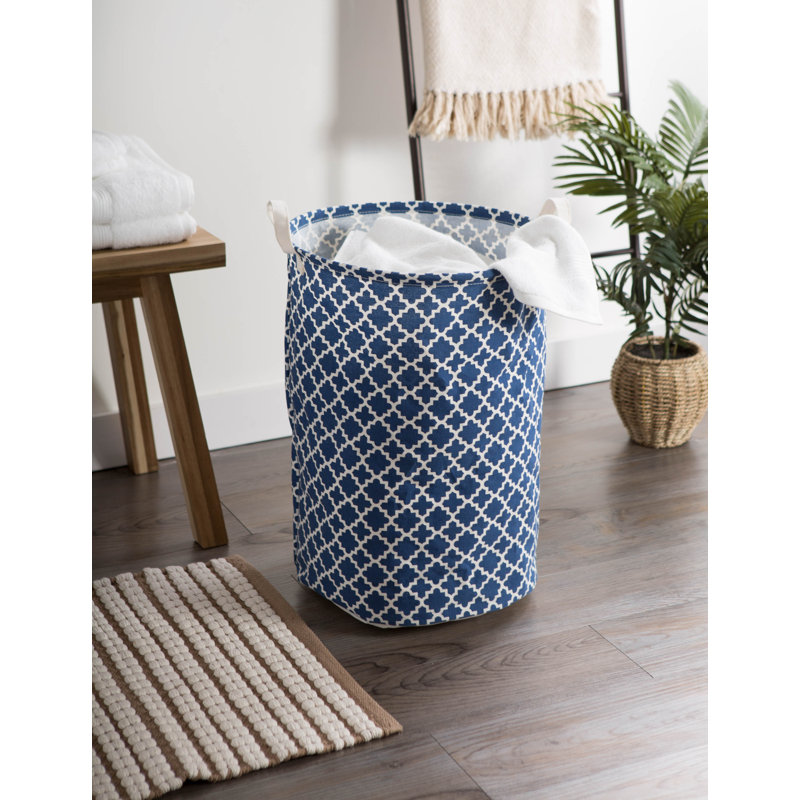 Sedgwick Fabric Laundry Hamper with Handles, Nautical Blue