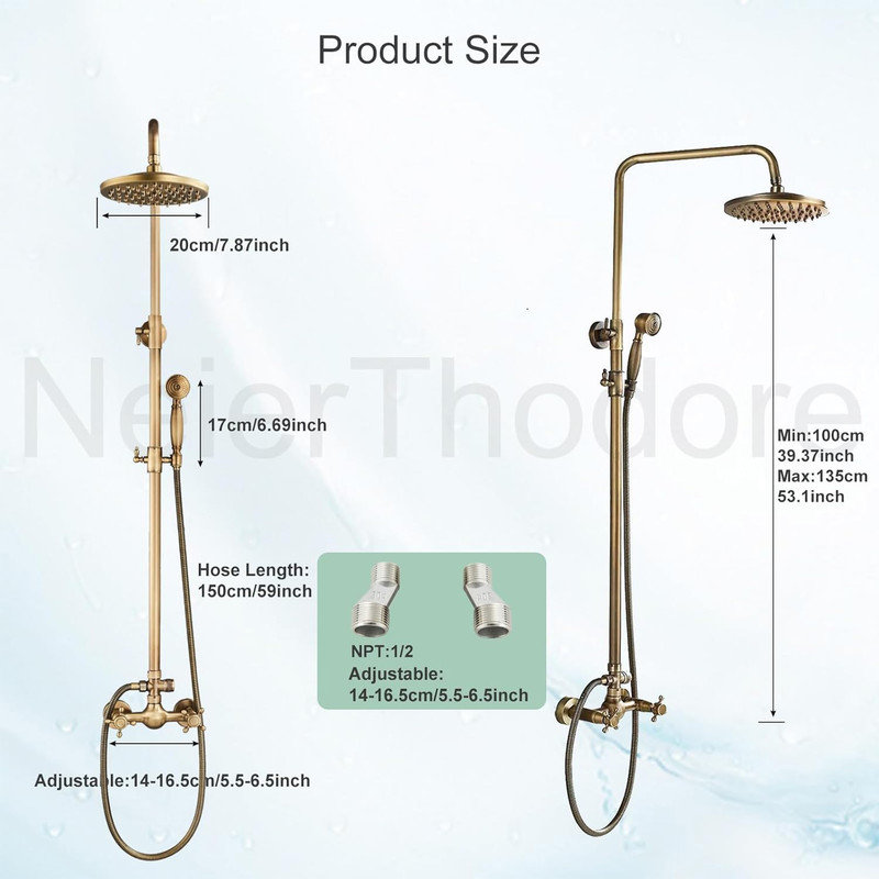 Oil Rubbed Bronze Adjustable Height Rainfall Shower System with Handheld Spray