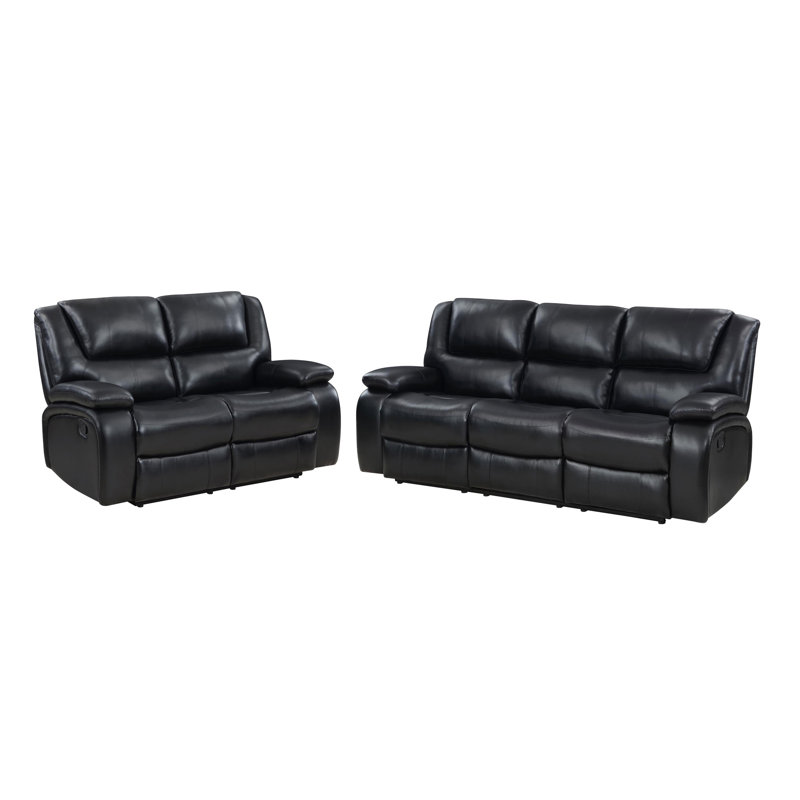 Ensemble de canapé inclinable 2 pièces Lalma, Noir