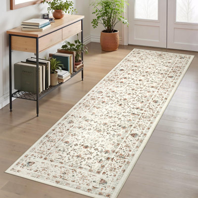 Tapis lavables à la machine pour le salon, tapis floraux, tapis orientaux rétro antidérapants, antidérapants, tapis à poils courts et doux pour chambre à coucher, salle à manger, chambre d'enfant, chambre d'enfant