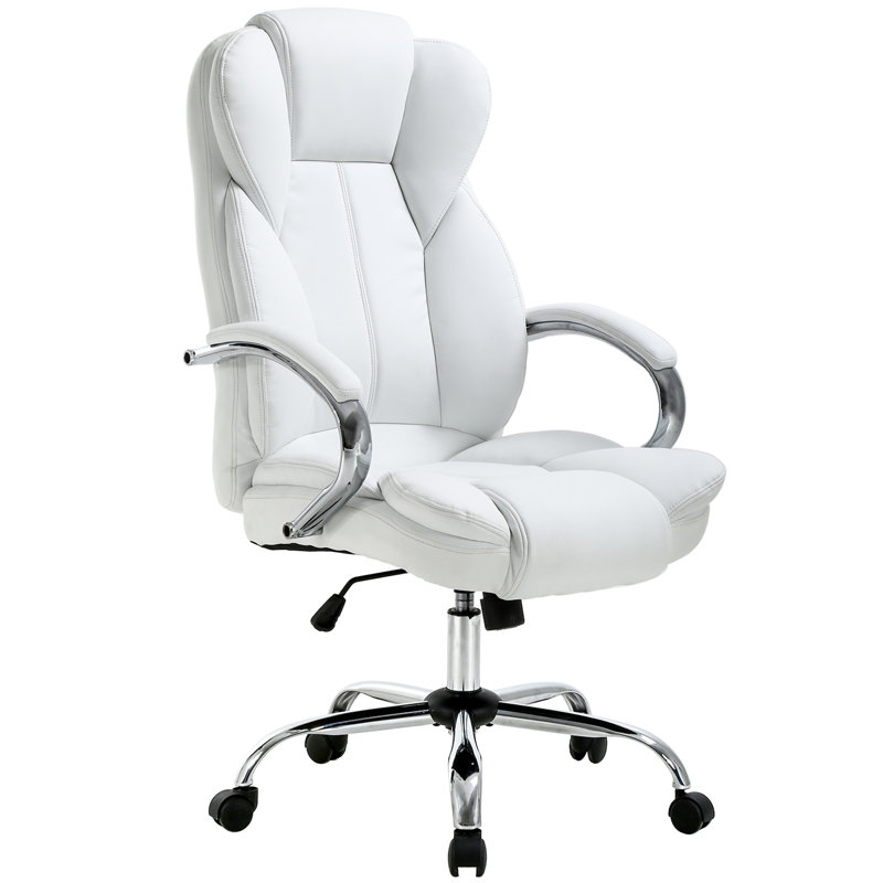 Fauteuil de direction ergonomique en similicuir, Blanc