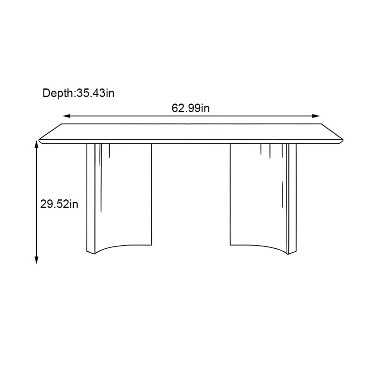 Luxury-modern minimalist rectangular dining table, 29.52”H x 62.99”L x 35.43”W