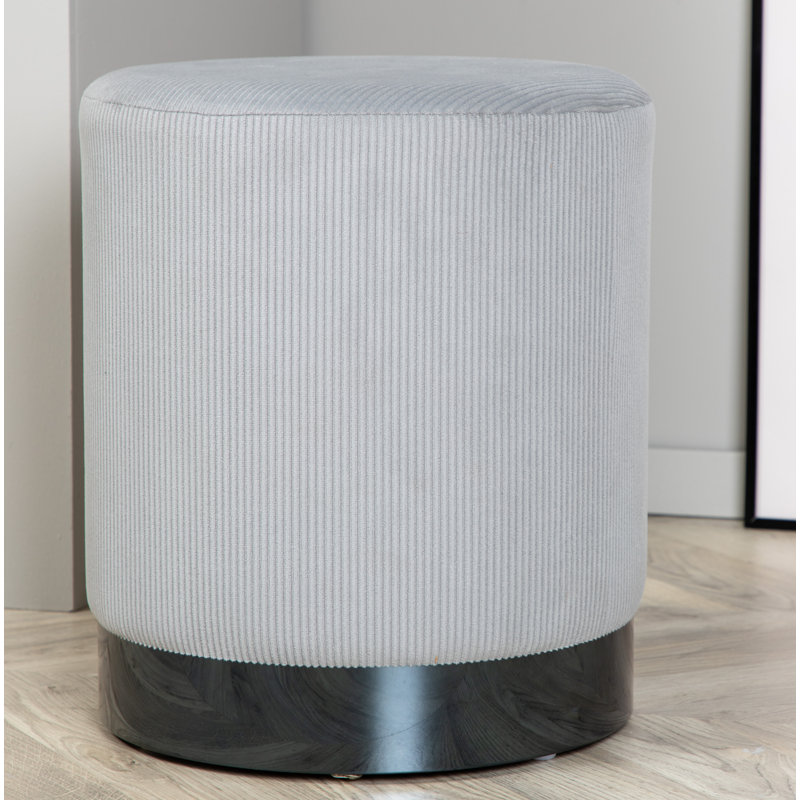 Hosea 35cm Wide Round Pouffe Ottoman, Black, Grey