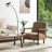 Set of 2 Mid-Century Modern Brown Fabric Thick Armchair With Walnut Rubberwood Frame