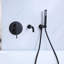 Robinet de douche et baignoire mural noir mat avec 2 poignées - Matériau en laiton, - Valve équilibrée, Douche à main, Rouille, Nickel, Débit GPM, Comprend des vis à clips de fixation 2 - Laiton massif, - Équilibré,