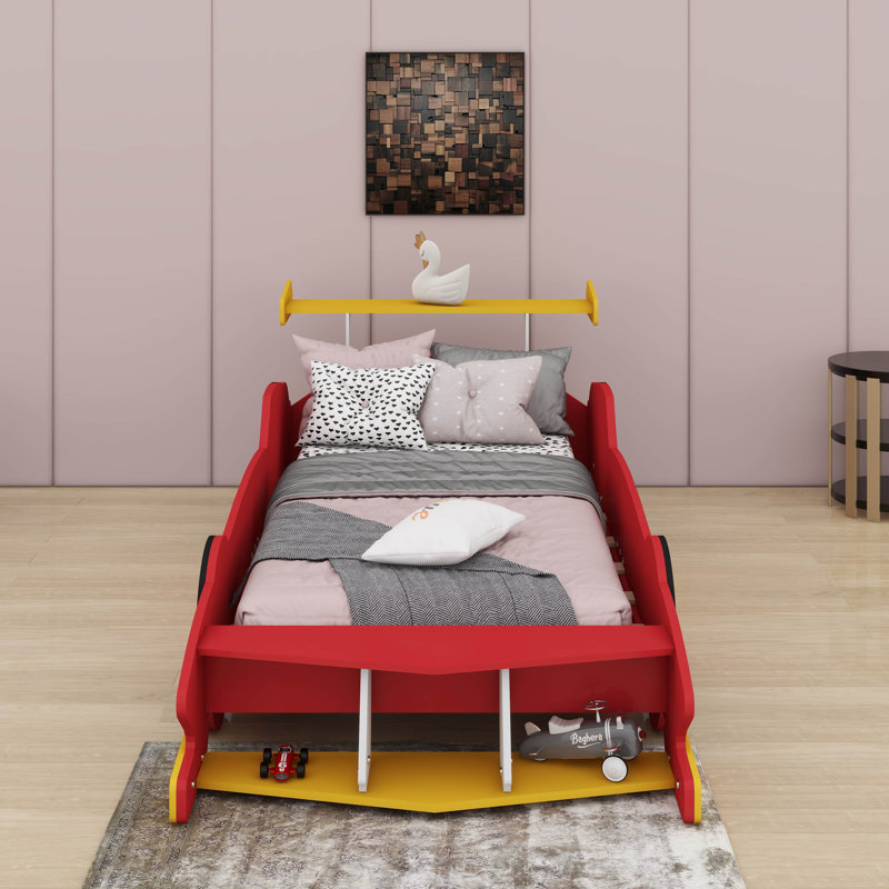 Lit plateforme avec roulettes Race, Rouge / Jaune