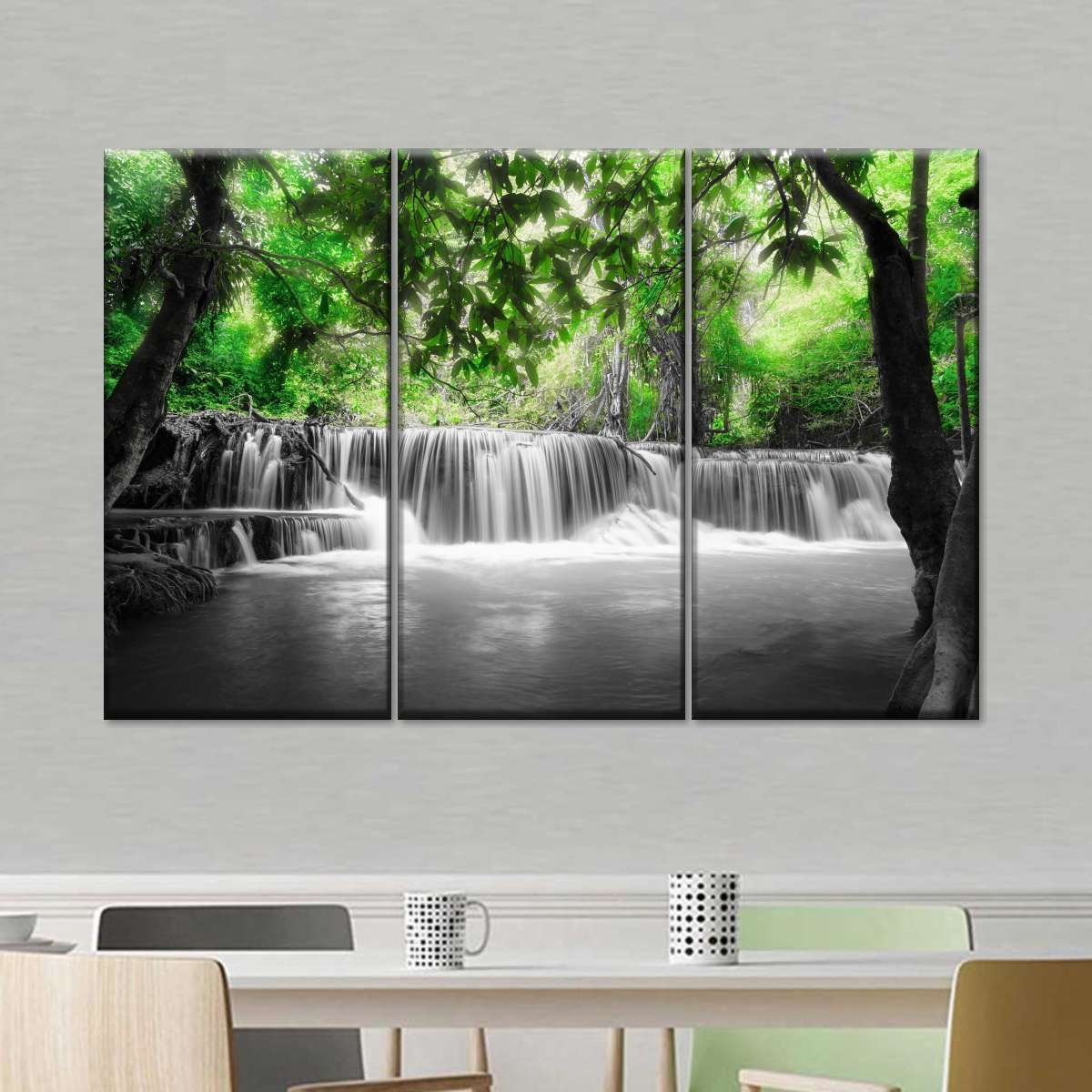 Millwood Pines Pop Tropical Waterfall On Canvas 3 Pieces Set | Wayfair