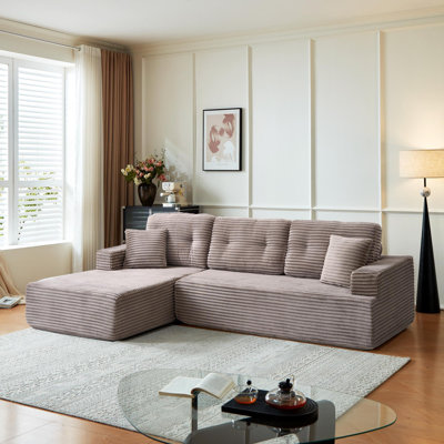 Chaise à droite, canapé modulaire en forme de L, canapé compressé en velours côtelé, se déplie en lit, style minimaliste moderne