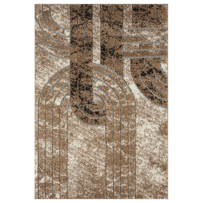 Nuraish Modern Plush Rug Abstract Geometric Rug Indoor For Living Room Bedroom Design 1523 (5X8 (5'2"X7'5"),Beige)
