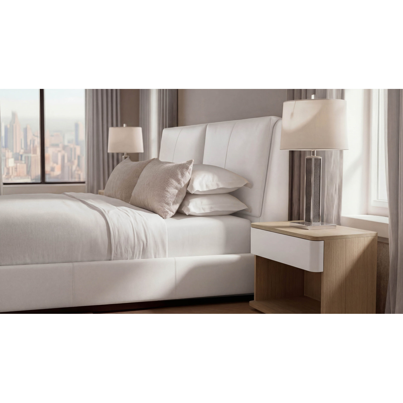 Colten Upholstered Bed, White, King