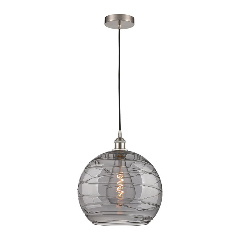 1 - Light Single Globle Pendant, Clear, Brushed Satin Nickel, 8.75" H x 6" W x 6" D