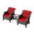 2-Person PE Wicker Outdoor Patio Set with 2 Chairs,Side Table & Red Cushion-1317905007