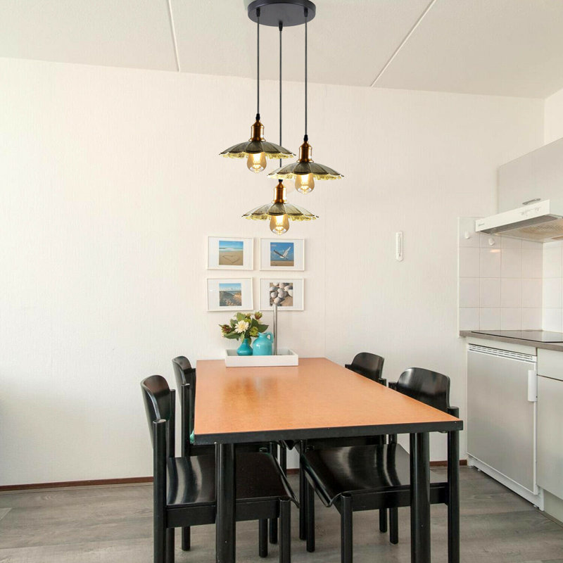 Gary 3 - Light Black Cluster Pendant, Brushed Brass