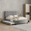 Lit tapissier gris avec rangement gigogne pour grand lit, conception moderne, sans sommier tapissier