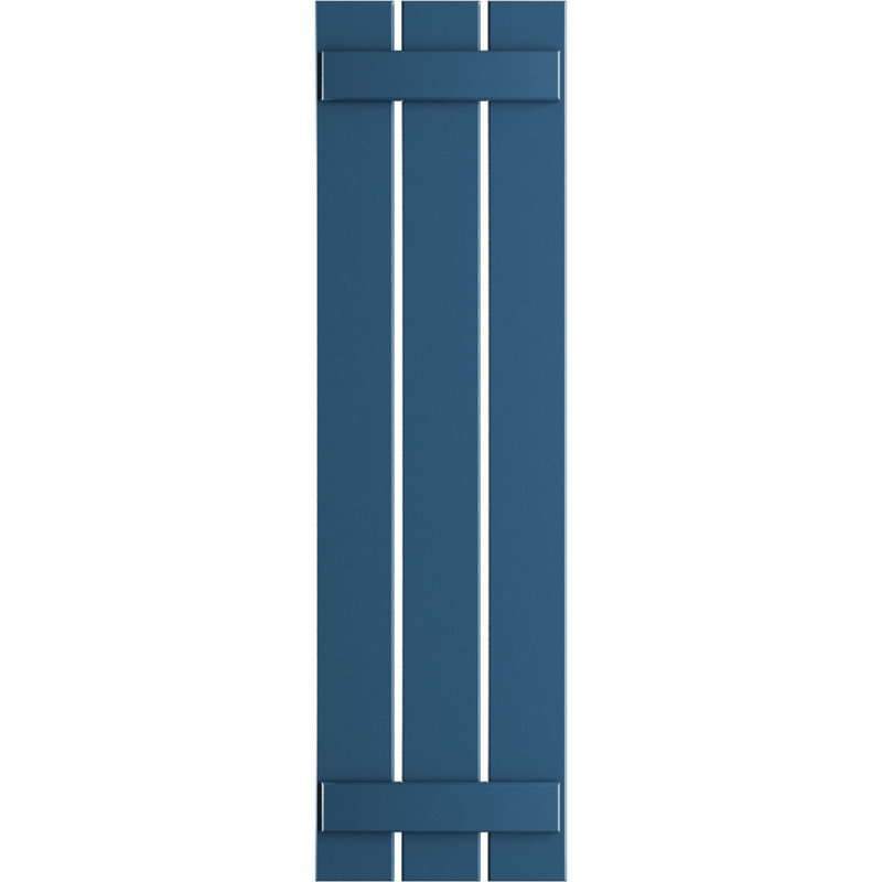 Volets en PVC True Fit à trois planches espacées, Bleu séjour, H 65 po x l 17,125 po x P 0,625 po