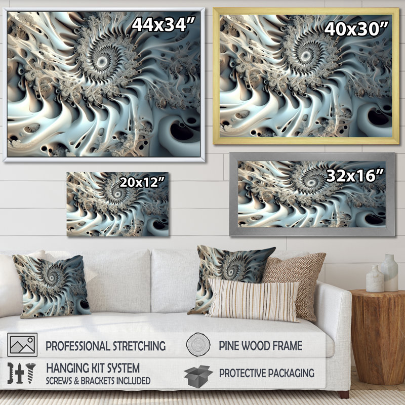 Fractal Futuristic Architecture - Fractals Wall Art Living Room, H 24 po x l 32 po x P 1 po, Cadre flottant noir