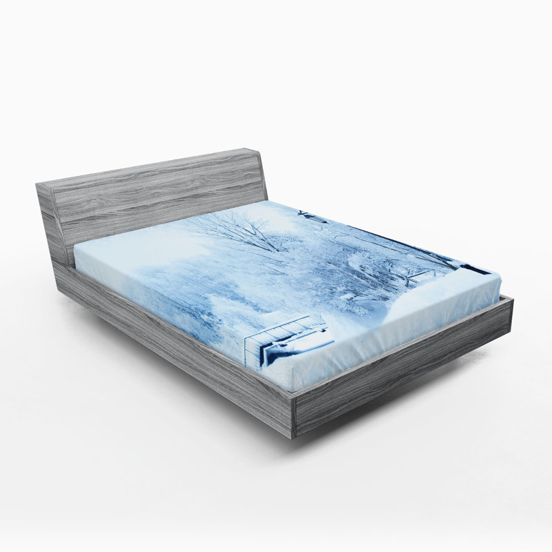 Ensemble de 2 draps-housse Ambesonne Winter Wonderland, California King Fitted Sheet