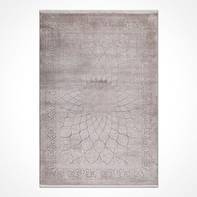 Oriental Beige Machine Washable Non-Slip Area Rug