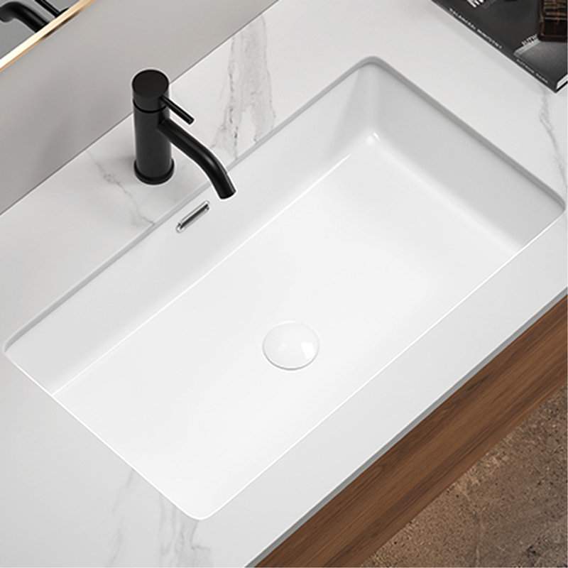 Évier blanc de 71 cm (28 pouces) avec encastrement sous plan et sur plan pour cuisine et salle de bain, style moderne, cuve unique spacieuse à âme pleine, finition lisse
