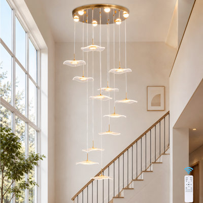12 - Light Modern Dimmable LED Large Staircase Cluster Pendant Light Chandelier