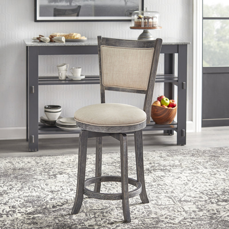 Amelia Swivel Stool, Counter Stool (24" Seat Height), Weathered Gray