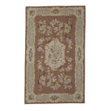 Hand-Knotted High-Quality Beige, Brown, and Pink Round Area Rug