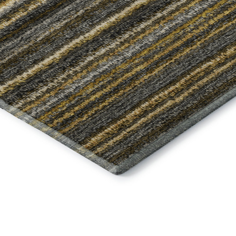 Premium Machine Washable Cerrito AMF598 Gold Rug, Runner 2'3" x 7'6"