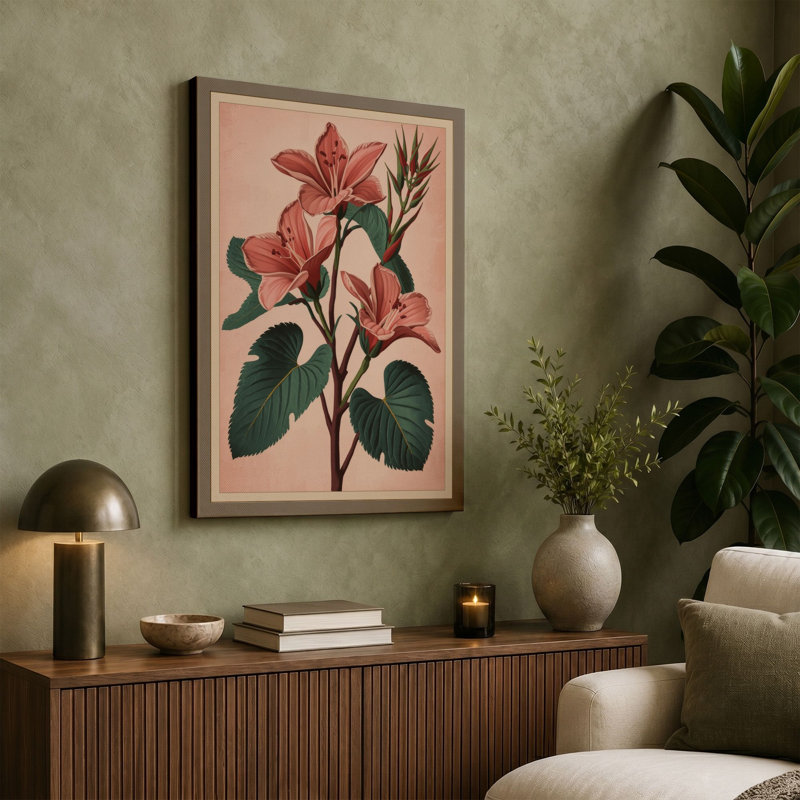 Study in Pink Botanical - Wrapped Canvas, 30x20 - 76.2 x 50.8 cm, White Border