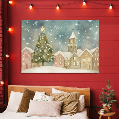 Toile de Noël Christmas Village, conception par LSR Design Studio