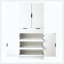Armoire de cuisine cannelée avec 3 tiroirs à clavier et 6 tablettes de porte réglables, armoire de rangement autoportante pour salle de bain, salle à manger, bureau, entrée-1333638660