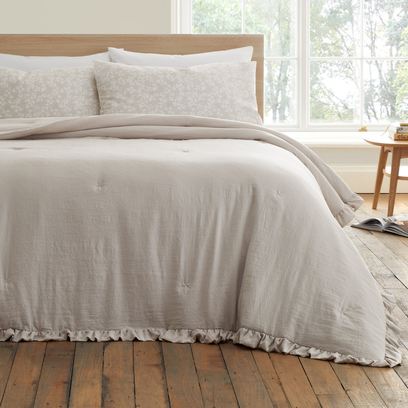 Soft Washed Frill Bedspread, Beige