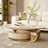 Fully Assembled Oversize 51" Modern Oval Coffee Table with Storage Drawer, White Sintered Stone Top & Gold Stainless Steel Base