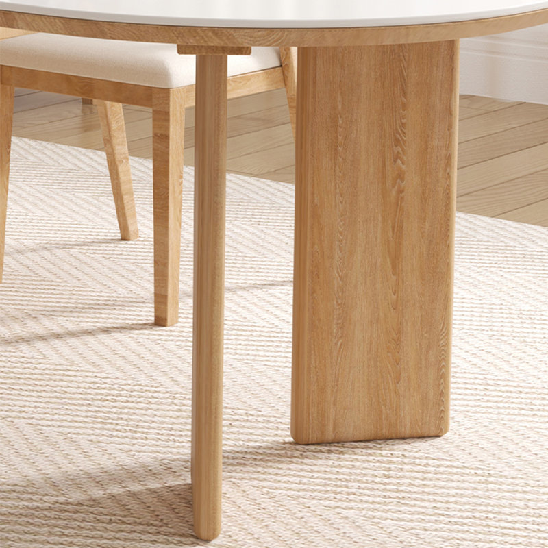 Table de salle à manger blanche et en demi-cercle Burwood, H 29,53 po x L 55,12 po x l 31,5 po