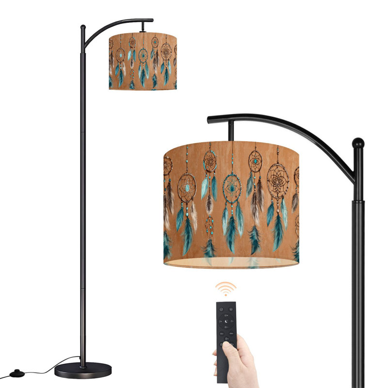 Lampe sur pied à arc avec abat-jour réglable Southwestern Aztec Native American Dreamcatchers Feathers Lamp Lamping