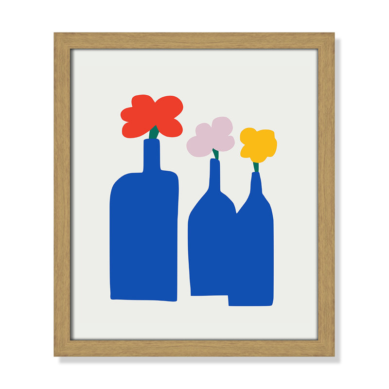 «Bold Blooms Trio Print» par Dean, Grain de bois naturel, L 13 po x H 15 po, Impression encadrée