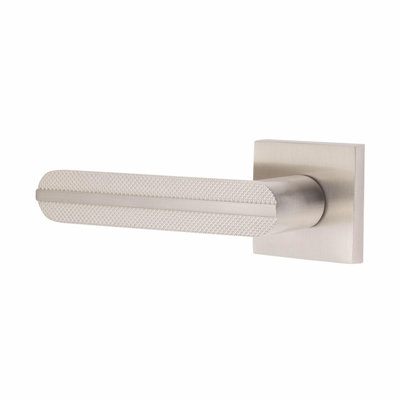 Modern Lima Design Premium Bathroom Door Handles on Square Rose in Satin Nickel Finish