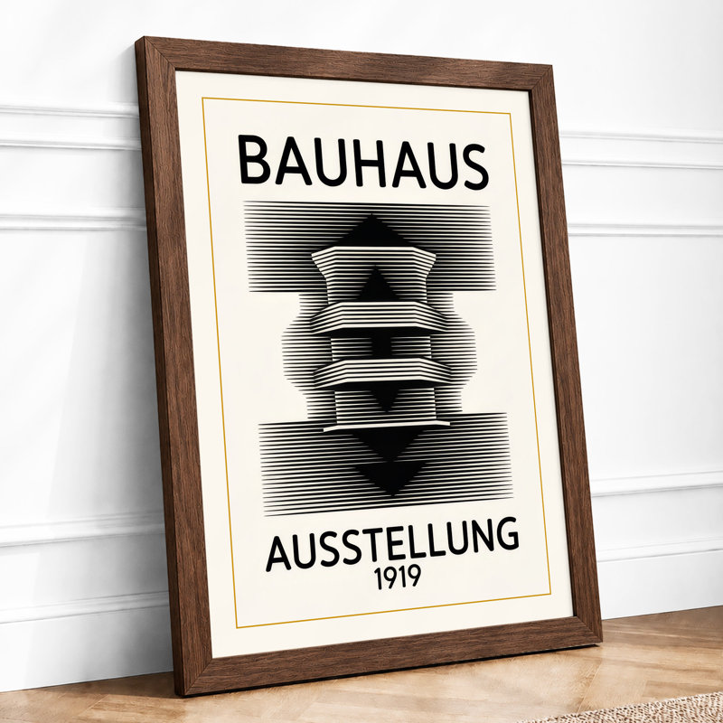 Bauhaus Exhibition 1919 Geometric - Framed Print, A2 - 59.4 x 42.0 cm, Walnut