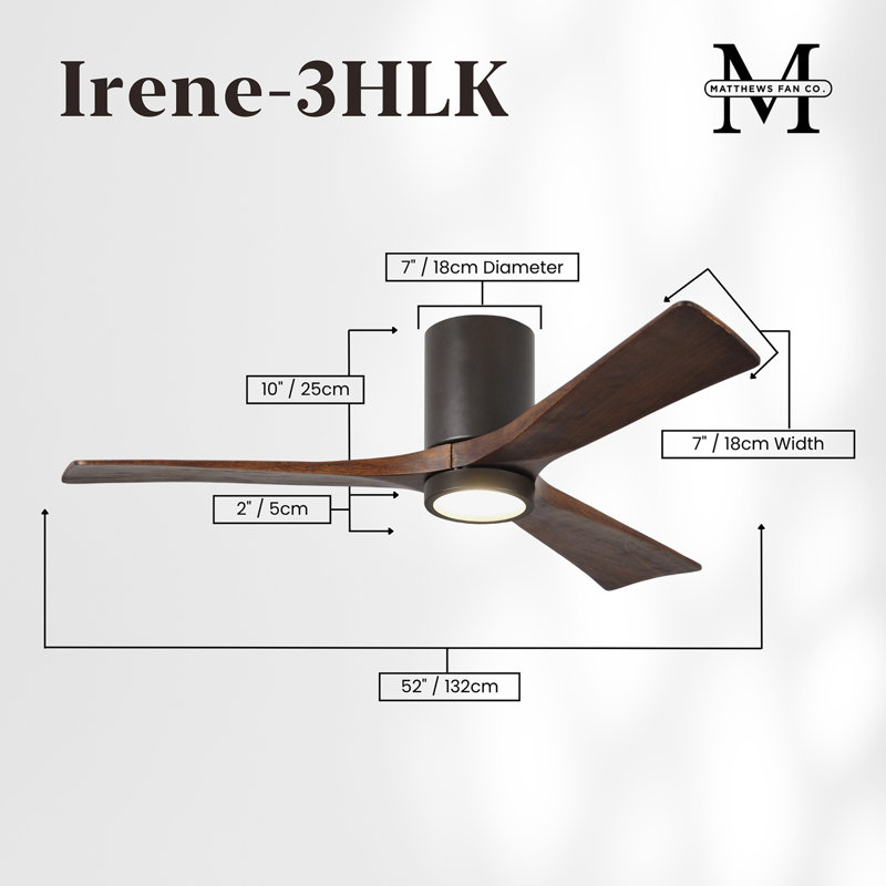 Irene LED Ceiling Fan, Textured Bronze, Walnut, 52"