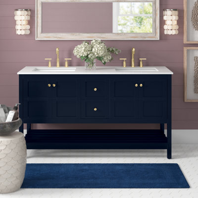 Krish 60'' Double Bathroom Vanity with Engineered Marble Top